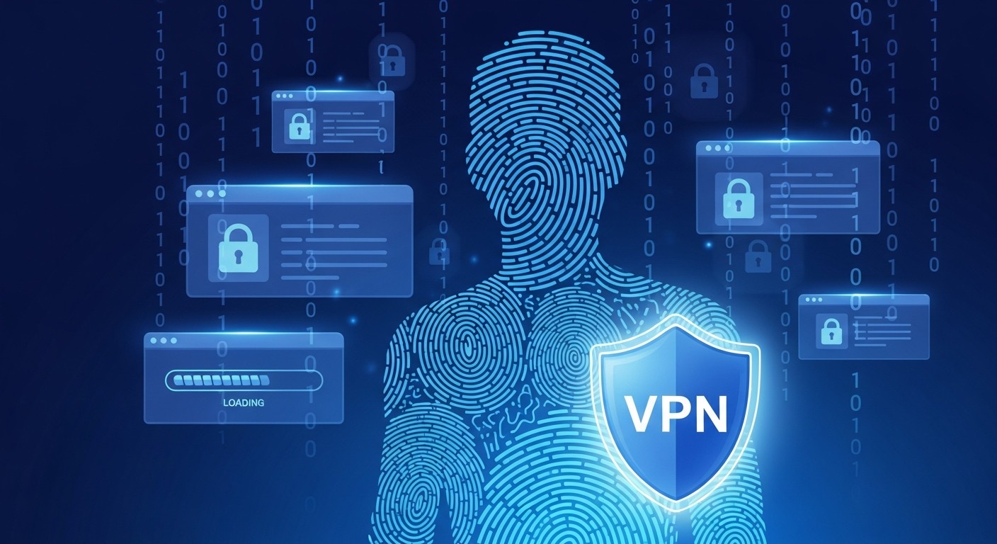 Digital fingerprint illustration representing browser tracking and VPN protection