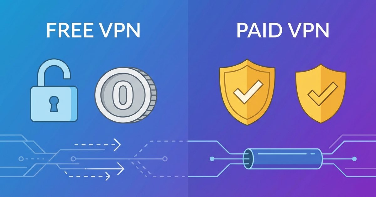 Free VPN vs Paid VPN side-by-side comparison
