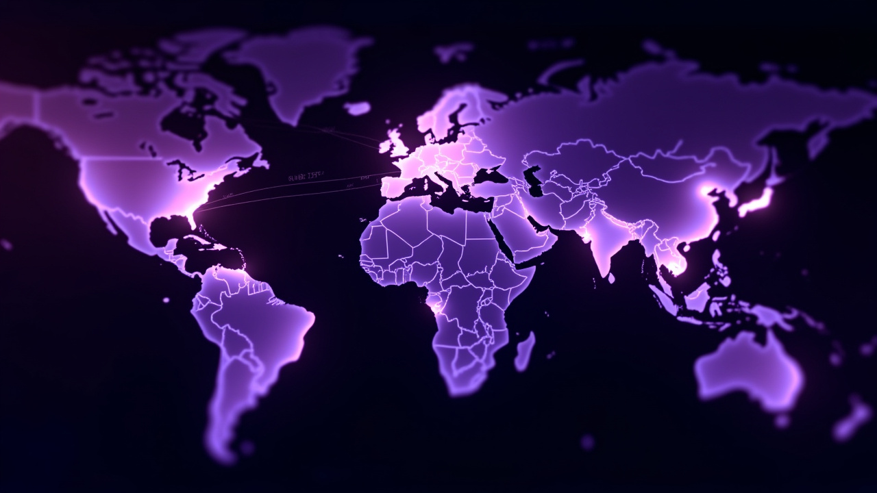 World map showing VPN server locations with connection optimization visualization