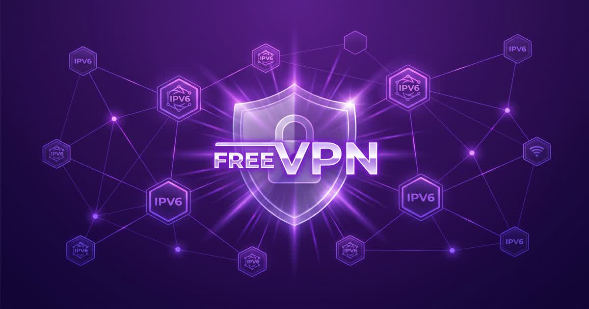 IPv6 network security visualization with VPN protection shield