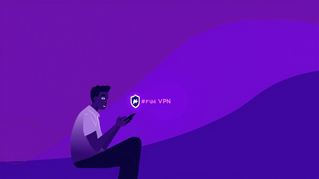 Person using mental health app with VPN shield protection