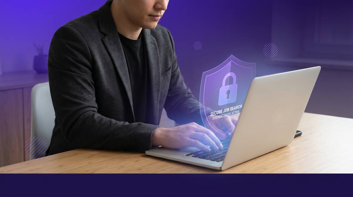 Professional using secure connection to search for jobs privately