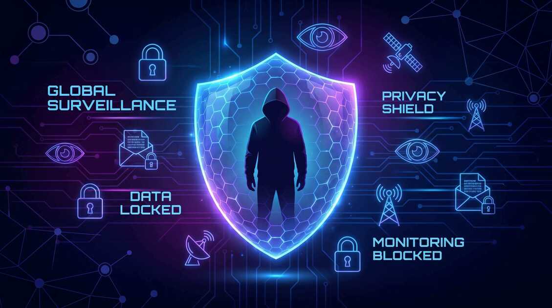 Digital shield protecting personal data from government surveillance in restrictive regimes