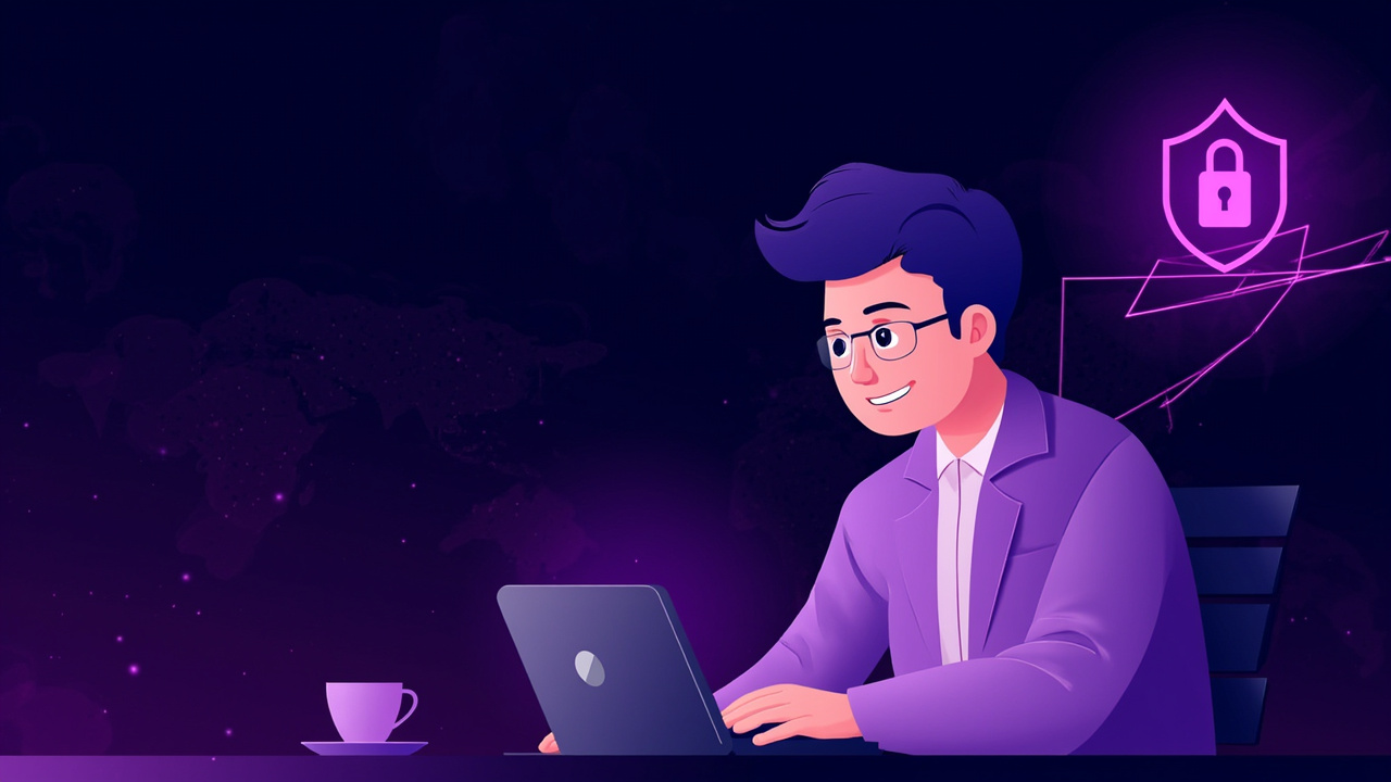 International student using laptop with VPN to access home country services while studying abroad