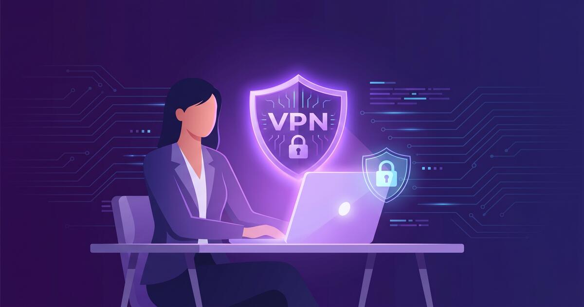 Job seeker using laptop with VPN protection shield for career privacy