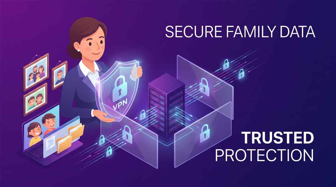 Nanny protecting family data and child photos with VPN security