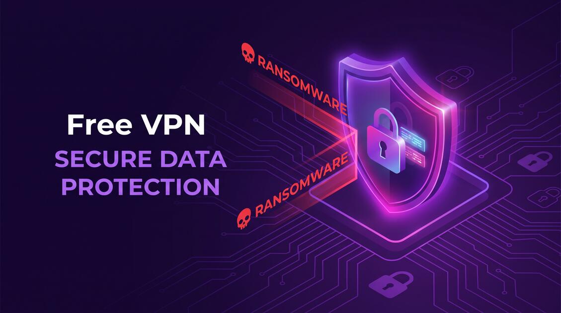 VPN shield protecting data from ransomware attacks and encryption threats