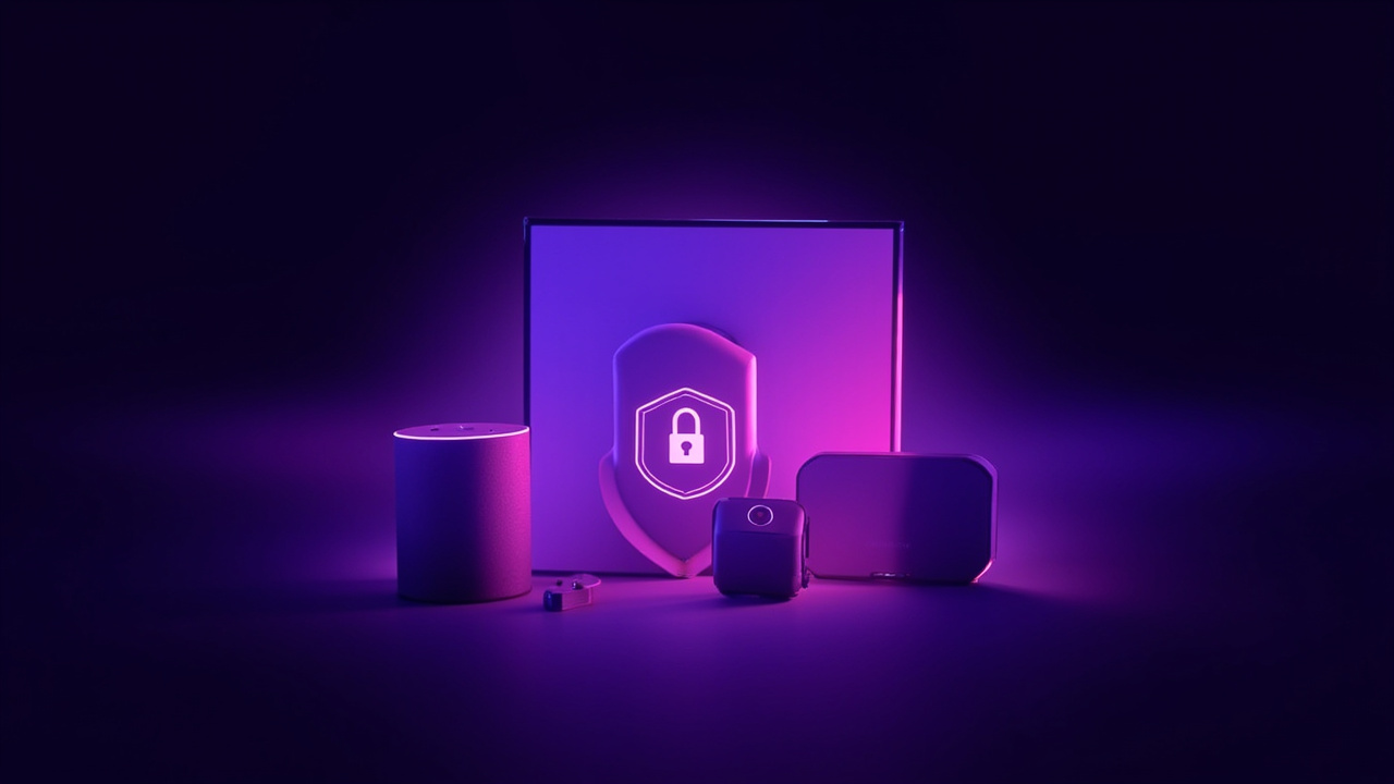 Secure smart home network with VPN protection shield over connected devices like Alexa, Google Home, and smart cameras