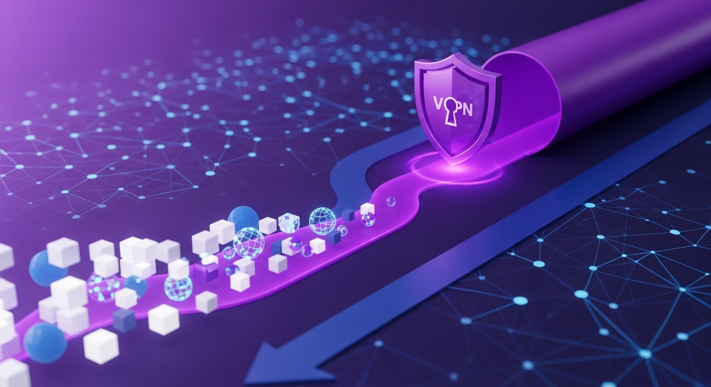 VPN split tunneling diagram showing selective traffic routing