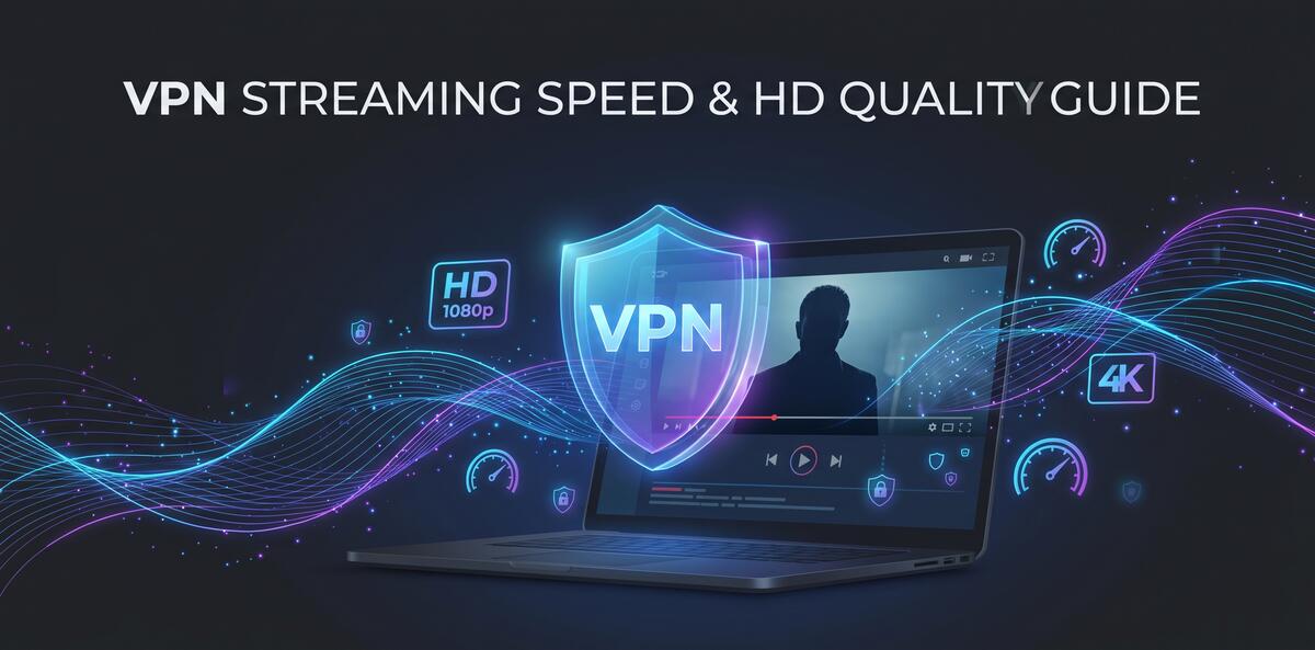 Person enjoying HD streaming on laptop with VPN protection